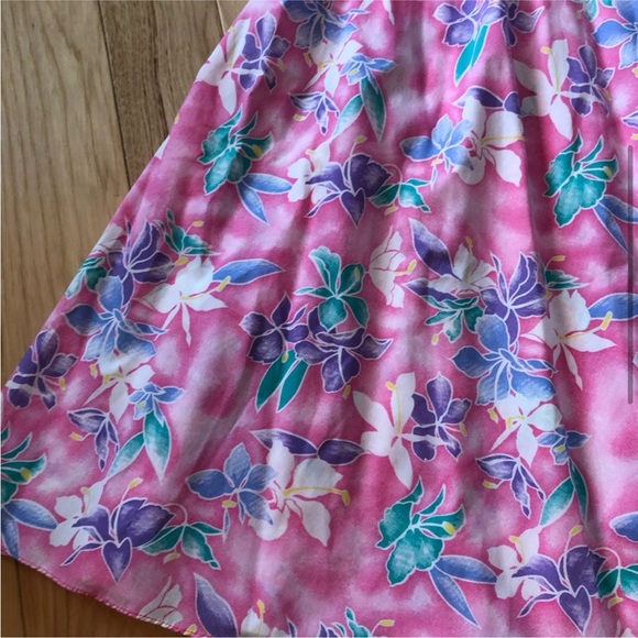 Vintage Hawaiian 80s Pinup Floral Tropical Print Rockabilly Tiki Swing Dress - Picture 10 of 17